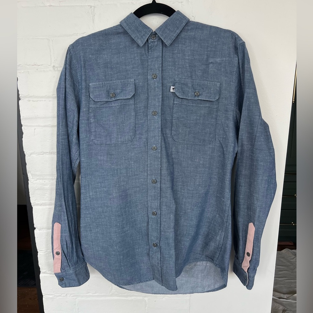 Parker Dusseau Men’s Cycling Commuter Shirt - Small - Blue Pink